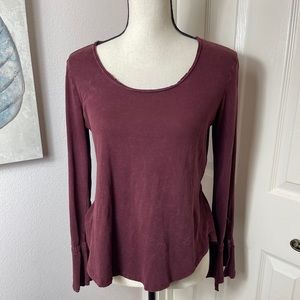 Others Follow maroon long bell sleeve blouse sz sm